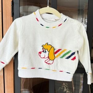 Vintage Doe Spun knit sweater embroidered dog baby girl boy unisex rainbow